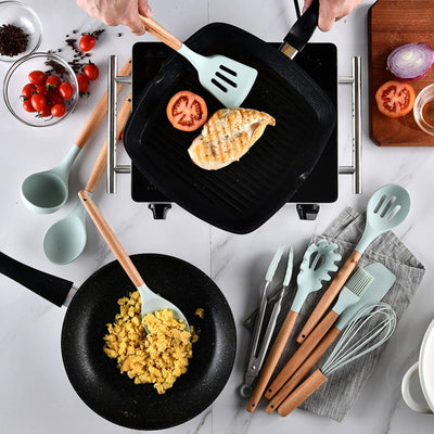 ChefMate – Versatile Silicone Cookware Set with Wood Handles