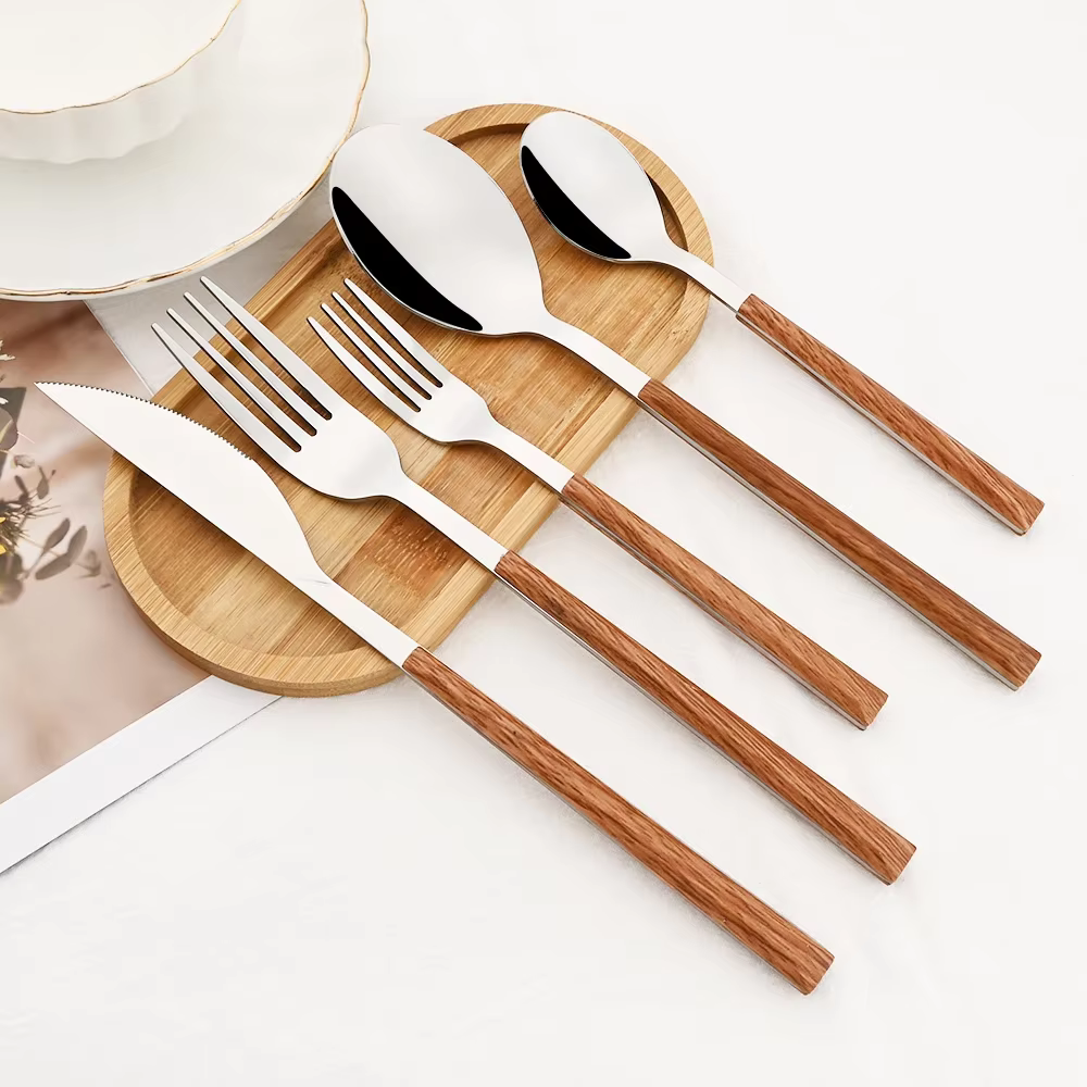 WaldenGrace Luxury Cutlery Set with Wooden Handles