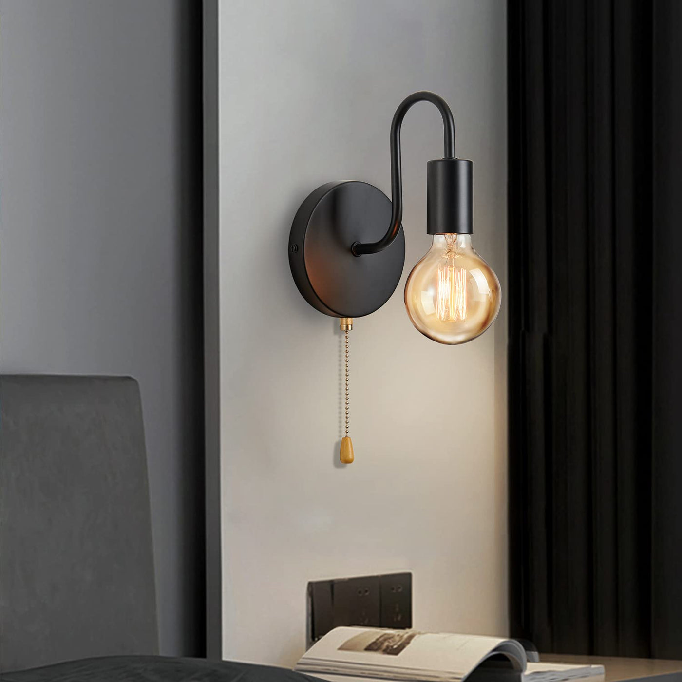 Nordic Industrial Wall Lamp in Black Iron for Modern Decor
