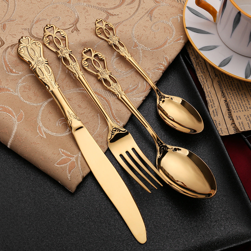 Stainless Steel Cutlery Set with Hand-Forged Finish