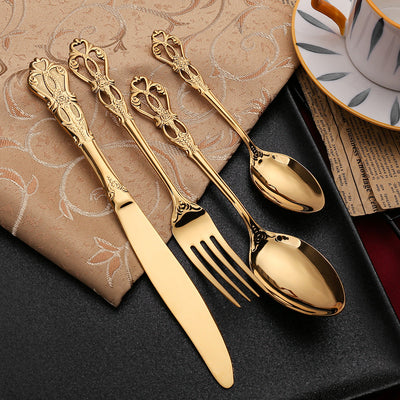 Stainless Steel Cutlery Set with Hand-Forged Finish
