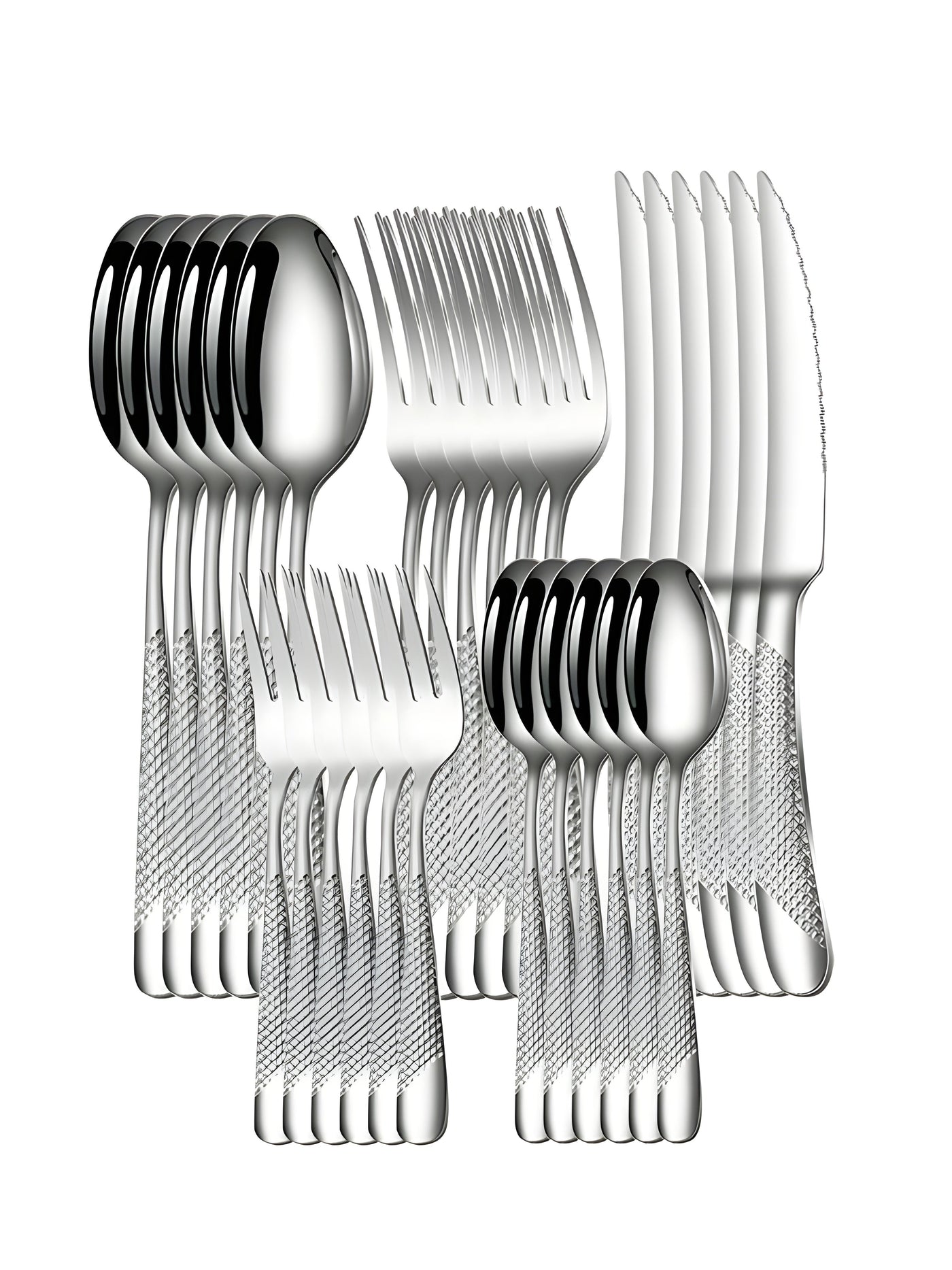 6/30 Piece Stainless Steel Silver Cutlery Set with Elegant Design
