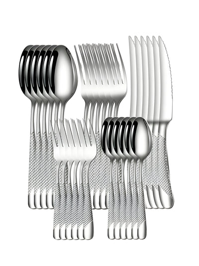 6/30 Piece Stainless Steel Silver Cutlery Set with Elegant Design