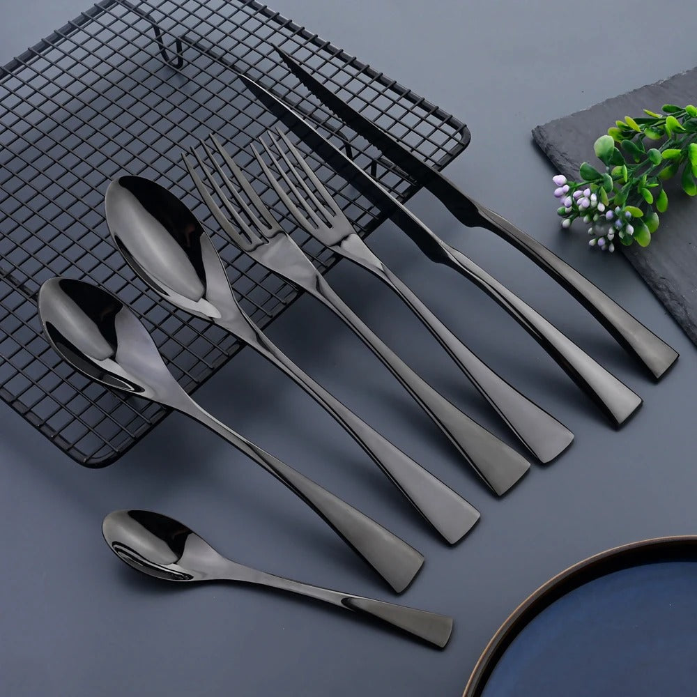 Jet Black Cutlery Set – Refined Minimalism