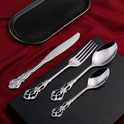Stainless Steel Cutlery Set with Hand-Forged Finish