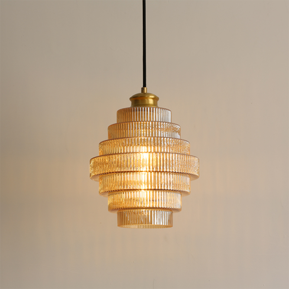 Stripped Glass Brass Pendant Light