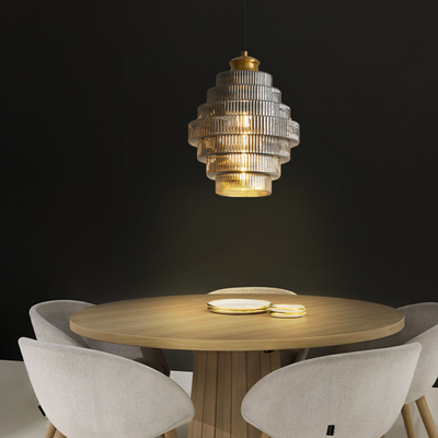 Stripped Glass Brass Pendant Light