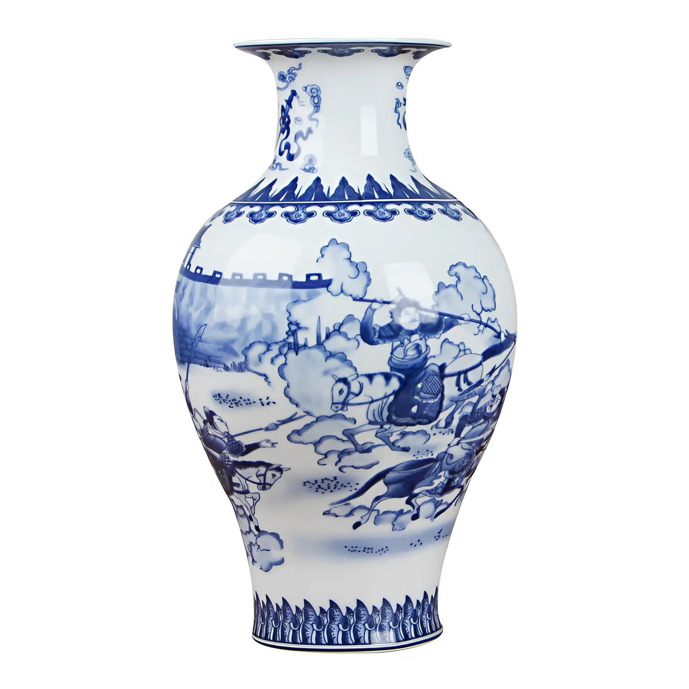 Classic Chinese Blue and White Ceramic Vase with Antique Design