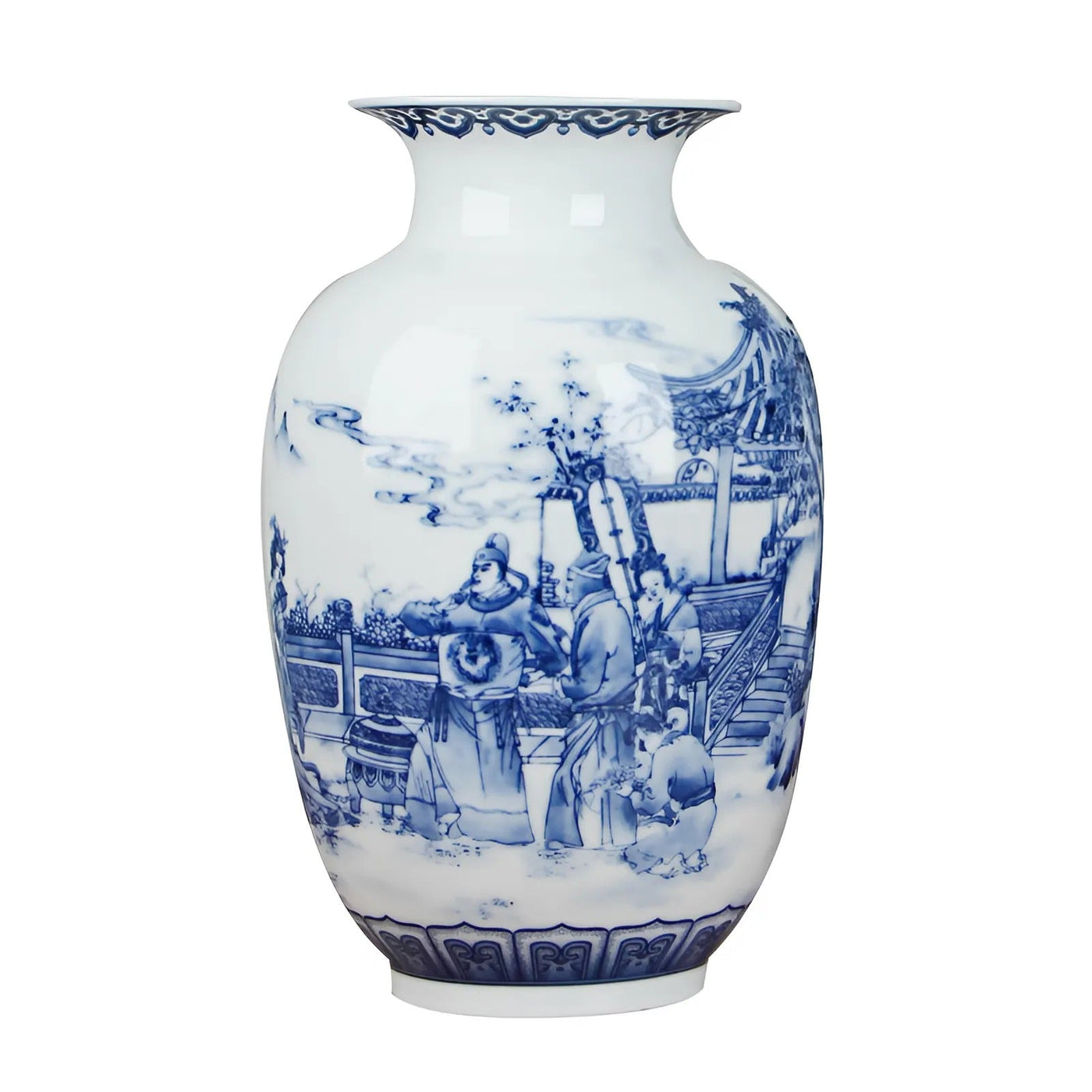 Classic Chinese Blue and White Ceramic Vase with Antique Design