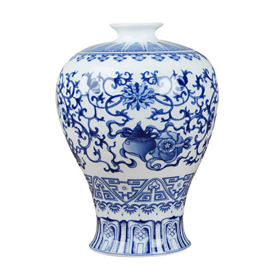 Classic Chinese Blue and White Ceramic Vase with Antique Design