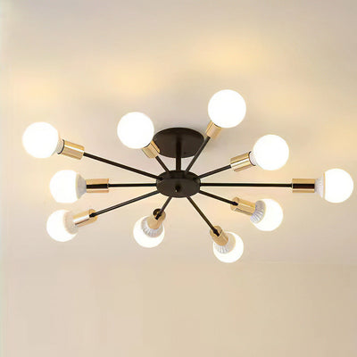 Black Simple Iron Multi-Head Chandelier