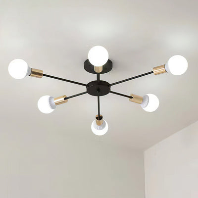 Black Simple Iron Multi-Head Chandelier