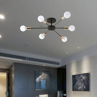 Black Simple Iron Multi-Head Chandelier