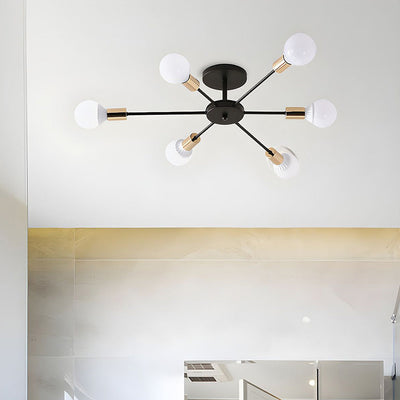 Black Simple Iron Multi-Head Chandelier