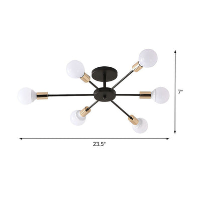 Black Simple Iron Multi-Head Chandelier