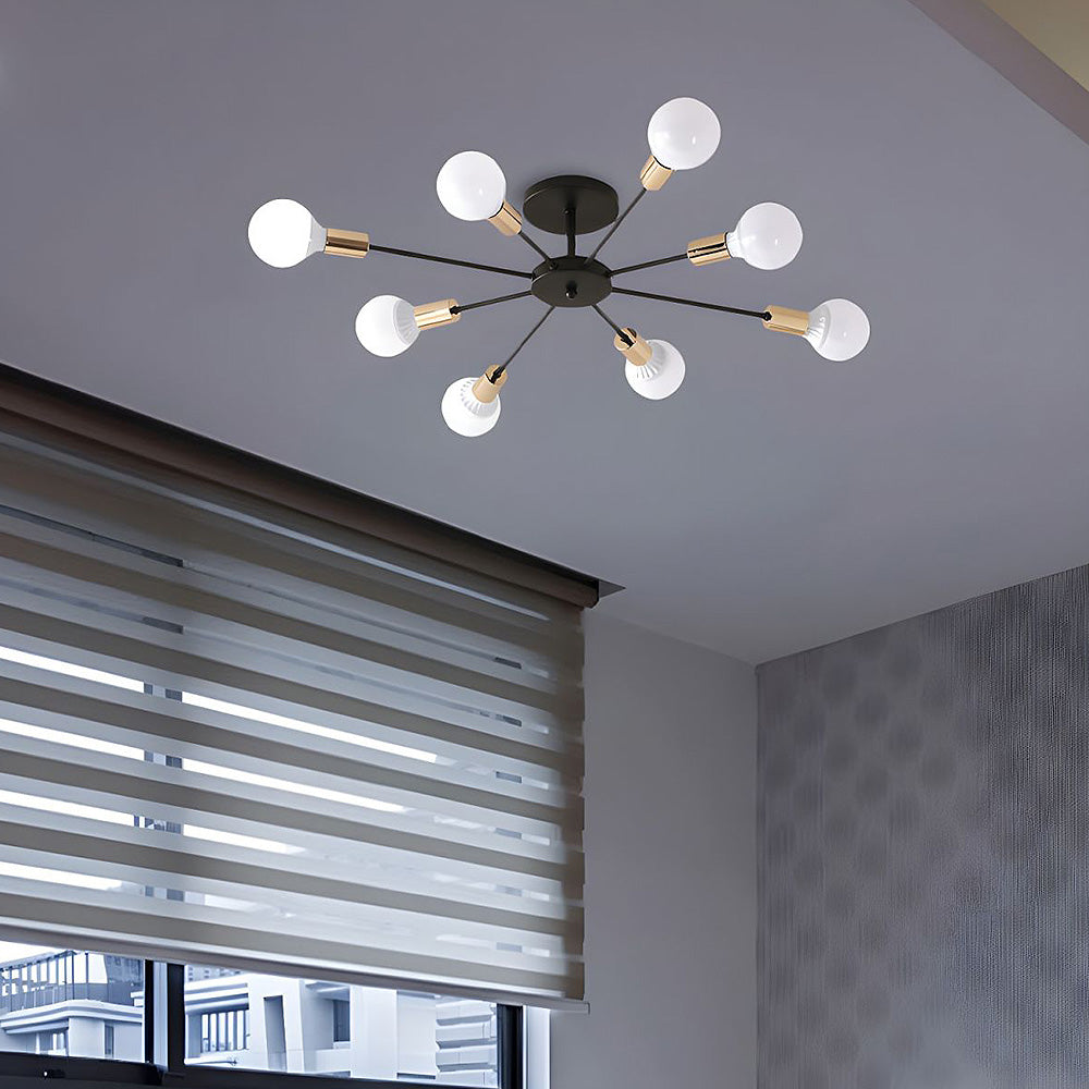 Black Simple Iron Multi-Head Chandelier