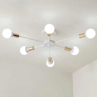 Black Simple Iron Multi-Head Chandelier