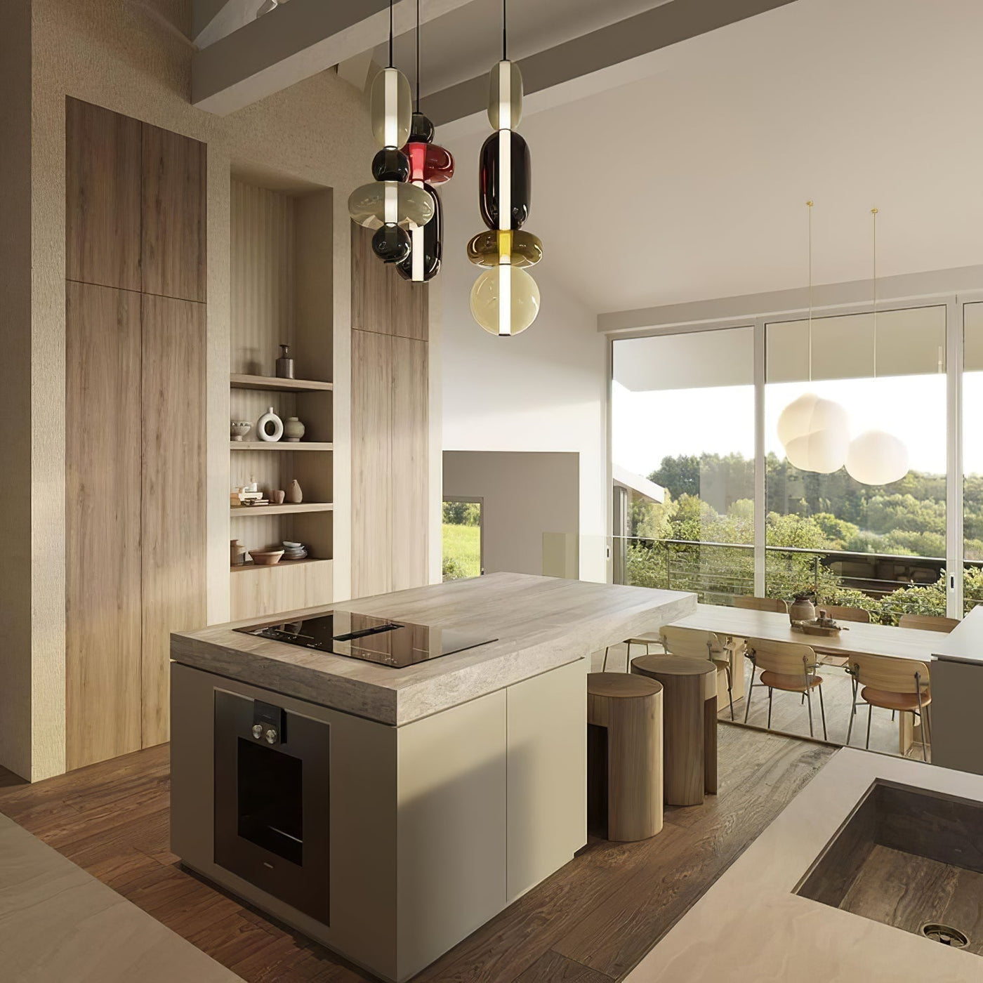 Colourful Pebble Glass Pendant Lamp