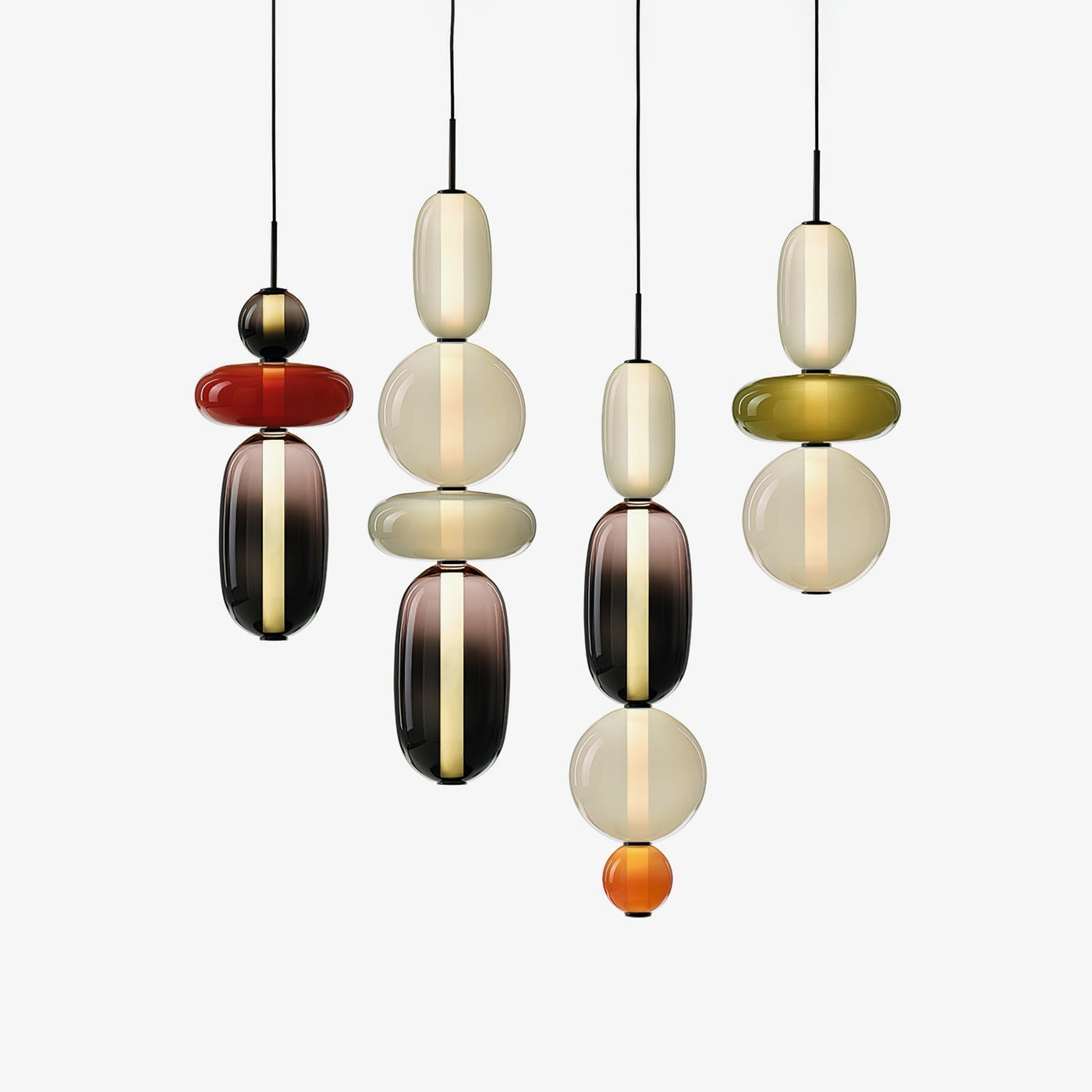 Colourful Pebble Glass Pendant Lamp