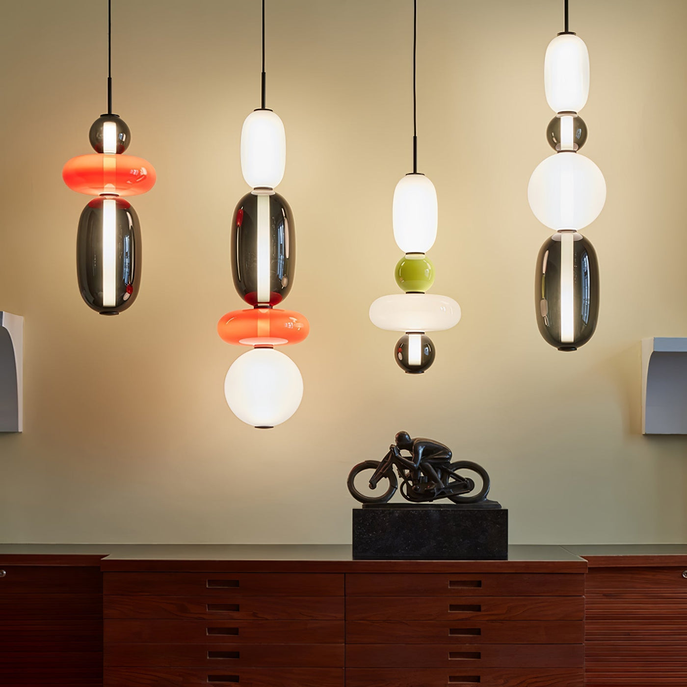 Colourful Pebble Glass Pendant Lamp