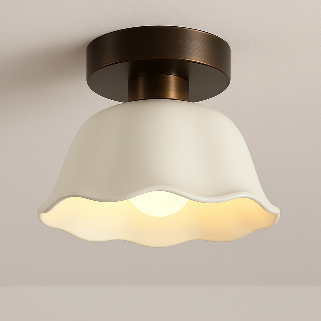 Vintage Ceramic and Glass Ceiling Light