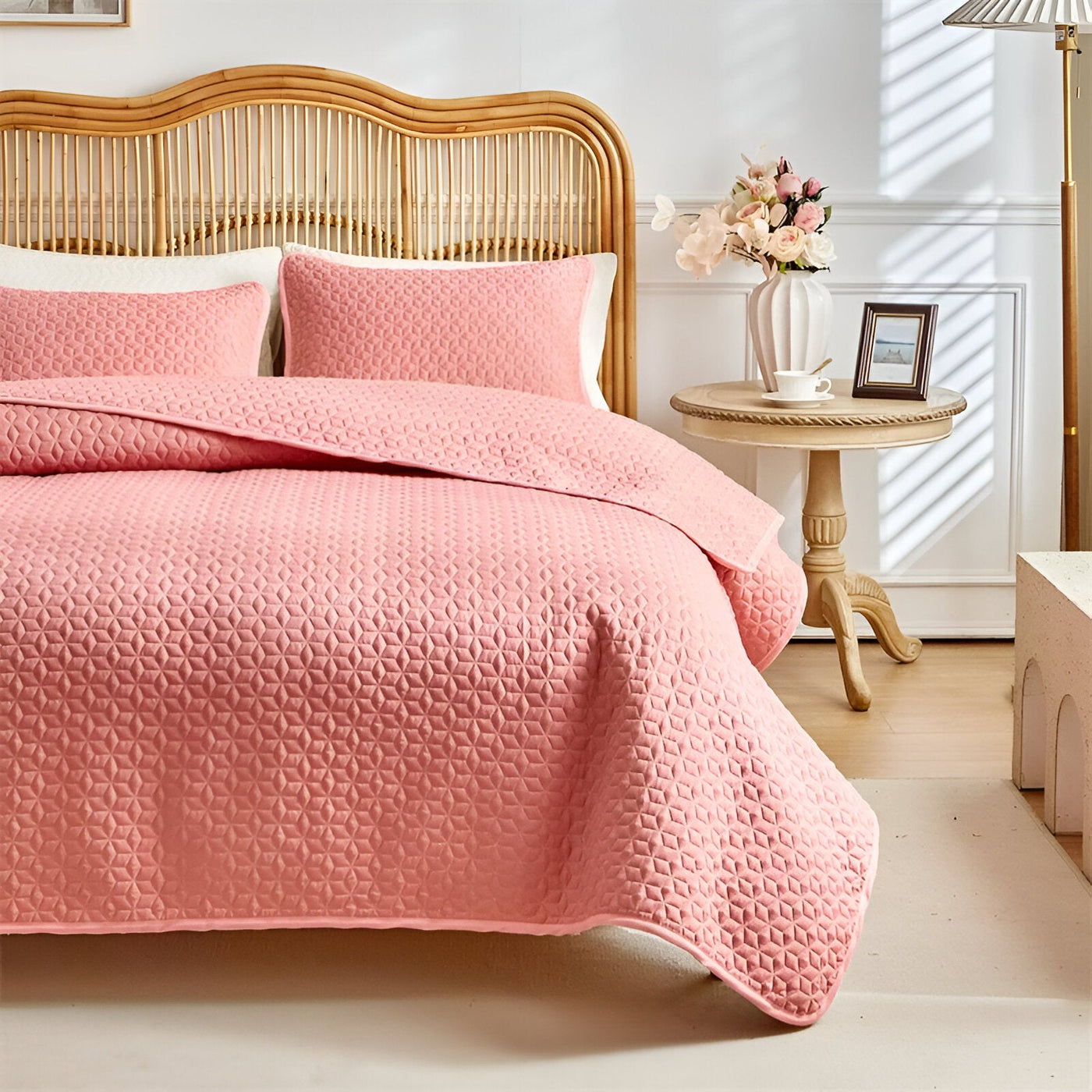 3-Piece Solid Color Quilted Bedspread Set for Cozy Elegance