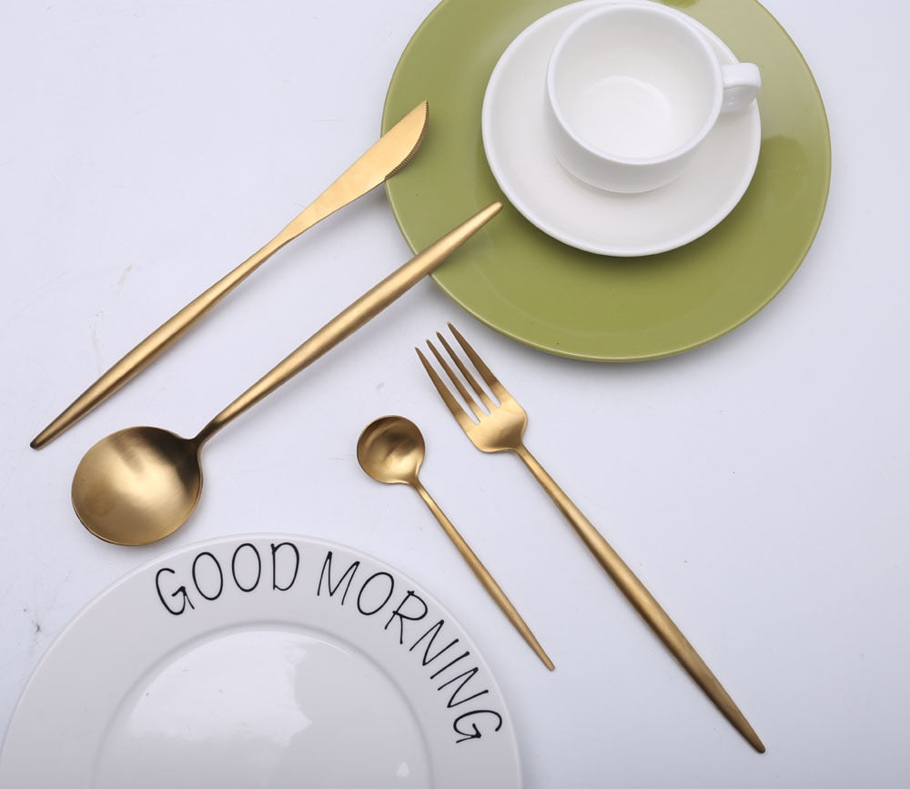 Arya Gold Cutlery Set – Elegant Simplicity in Gold