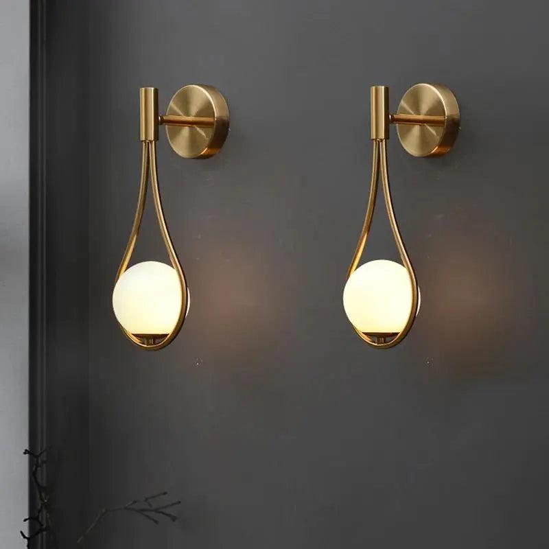 Modern Nordic Glass Ball Wall Lamp with Brass Accent