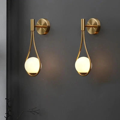 Modern Nordic Glass Ball Wall Lamp with Brass Accent