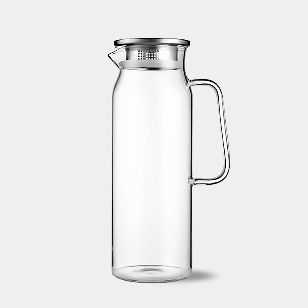 Modern Glass Water Pitcher – Heat-Resistant Jug with Stainless Steel Lid