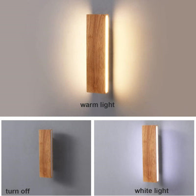 Rotatable Wood Bedside LED Wall Light