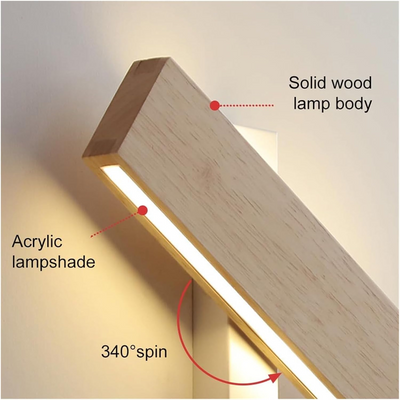 Rotatable Wood Bedside LED Wall Light