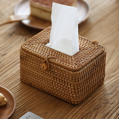 WillowNest Rattan Tissue Box Handwoven Natural Elegance