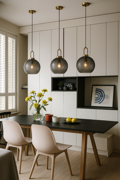 Smoked Glass Pendant Light – Industrial Ceiling Lamp for Kitchen, Dining & Living Room