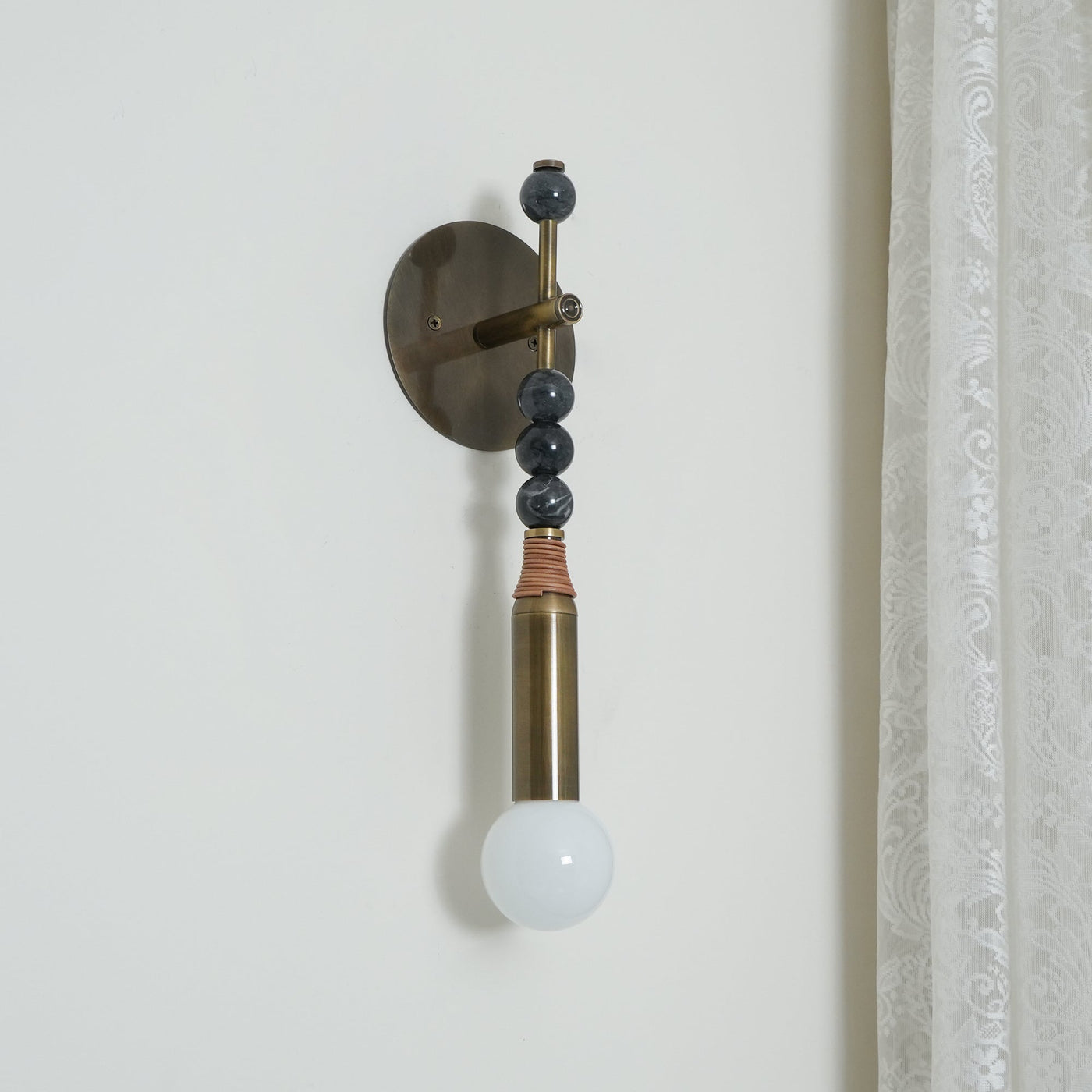 Persepolis-Inspired Marble & Brass Wall Sconce