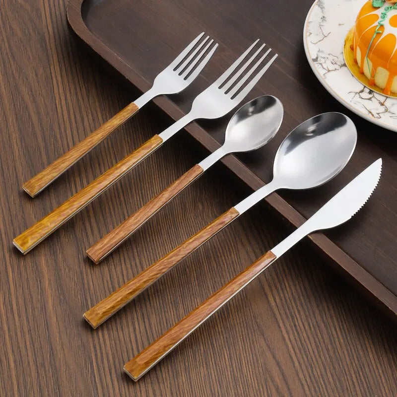 WaldenGrace Luxury Cutlery Set with Wooden Handles