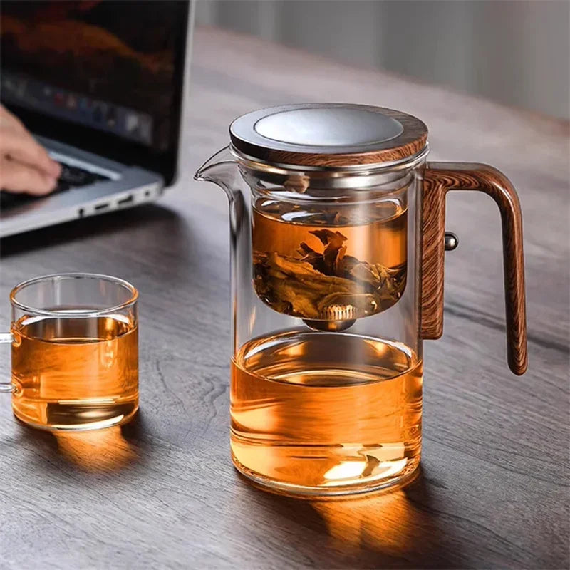 Aurea Glass Teapot – Luxury Infuser with Wooden Handle