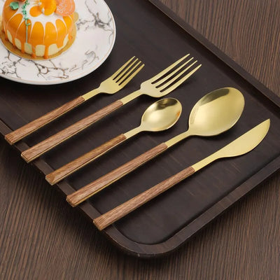 WaldenGrace Luxury Cutlery Set with Wooden Handles