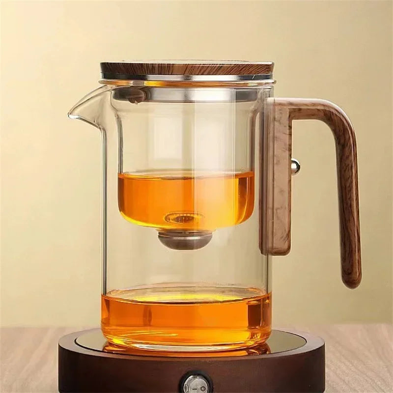 Aurea Glass Teapot – Luxury Infuser with Wooden Handle