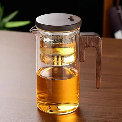 Aurea Glass Teapot – Luxury Infuser with Wooden Handle