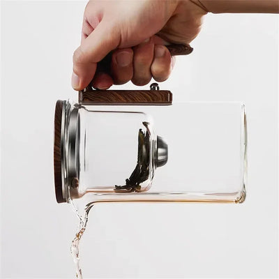 Aurea Glass Teapot – Luxury Infuser with Wooden Handle