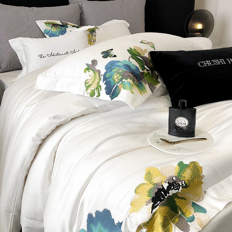 Celeste Duvet Cover Set – 1000 TC Egyptian Cotton with Elegant Embroidered Detailing