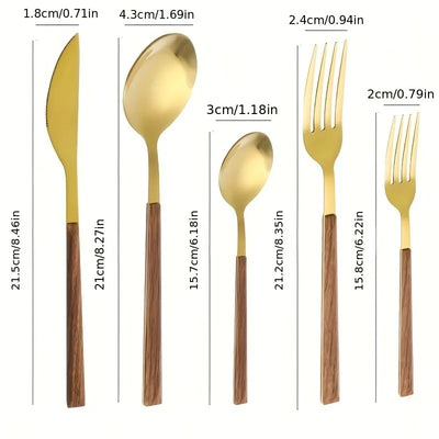 WaldenGrace Luxury Cutlery Set with Wooden Handles