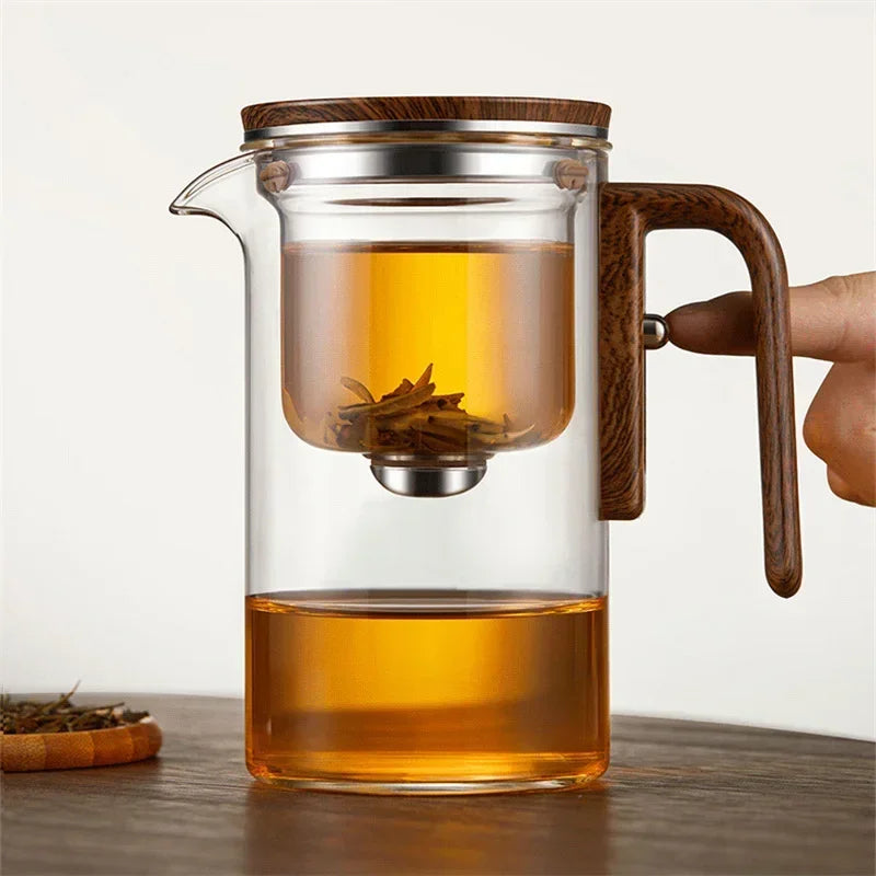 Aurea Glass Teapot – Luxury Infuser with Wooden Handle