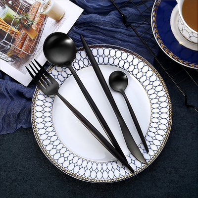 Elegant Black Stainless Steel Cutlery Set