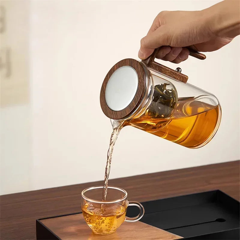 Aurea Glass Teapot – Luxury Infuser with Wooden Handle