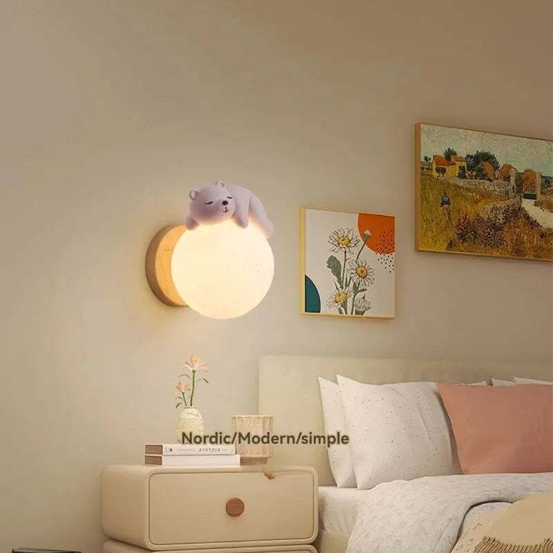 Sleepy Bear Wall Light - Cute Nursery Accent with Gentle Glow
