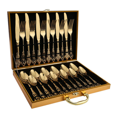 Stainless Steel Cutlery Set with Hand-Forged Finish