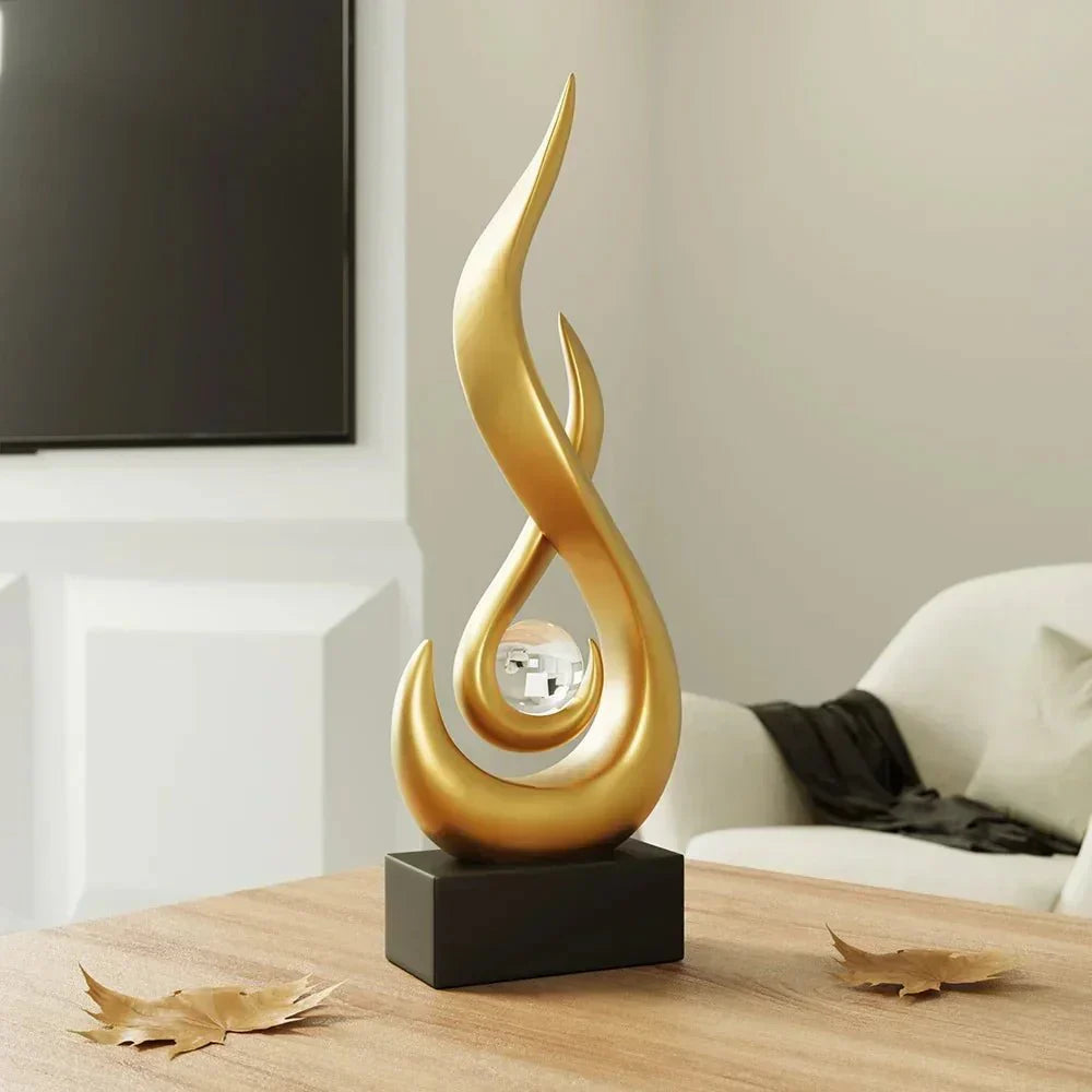Abstract Flame Sculpture Ornament - Creative Ceramic Decor