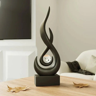 Abstract Flame Sculpture Ornament - Creative Ceramic Decor